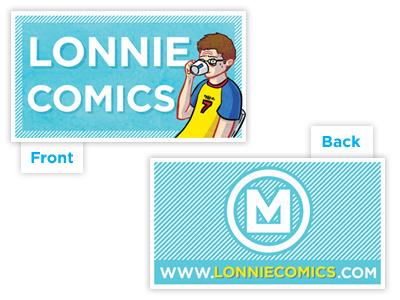 Lonnie Comics Business Card 2013 business card comics cyan texture