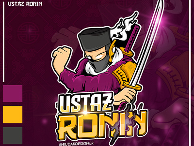 USTAZ RONIN GAMING - MASCOT LOGO design esport gaming gaming logo illustration logo