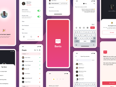 Bants - Chat App Concept app branding chat chat app clean ios logo message message app messaging messenger minimal mobile pink product purple red ui ux