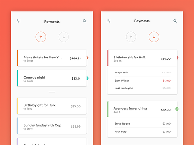 Payment Feed Screens app feed mobile payment tab ui