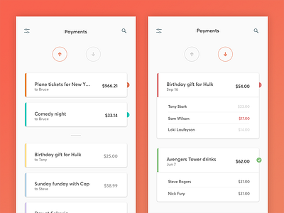 Payment Feed Screens