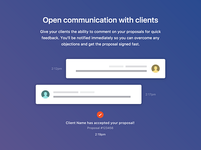 Client Landing Page Block chat client communication landing page