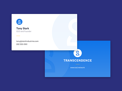 Transcendence - Business Cards blockchain blue brand branding business card finance logo vector