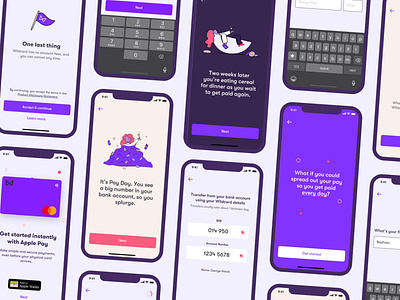 Wildcard Onboarding Redesign app clean design finance illustration iphone mobile money onboarding purple ui