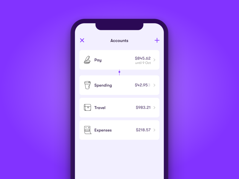 Wildcard - Accounts Redesign app clean finance interface minimal mobile money payments purple ui