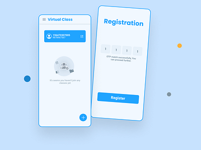 Virtual Class android app blue figma material designn virtual clas white