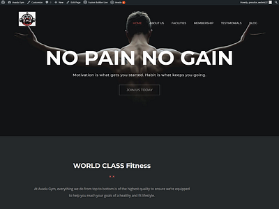 Avada theme Gym WordPress Website design
