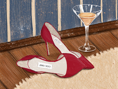 A glass of Martini before sleep design fashion fashion art fashion illustration illustration procreate shoes illustration