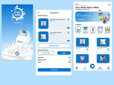 Milk Delivery App 3d animation branding graphic design logo motion graphics ui