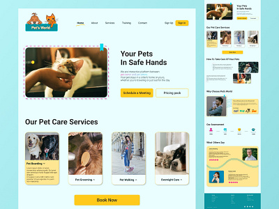 Pets Care Service care colorful design easy pets pets care service ui uiux design ux web