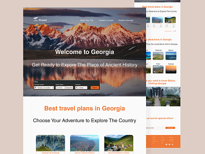 Ftravel- Travel Agency agency design figma georgia landing landing page page travel travel agency ui uiux design ux web