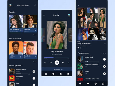 Music Player Mobile App - UIUX Concept app design figma mobile music music player popular songs ui uiux design ux