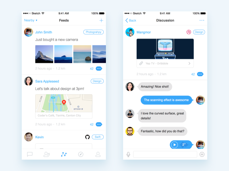 Yep - A Community Where Geniuses Meet yep message bubble chat photos timeline feed social app ios