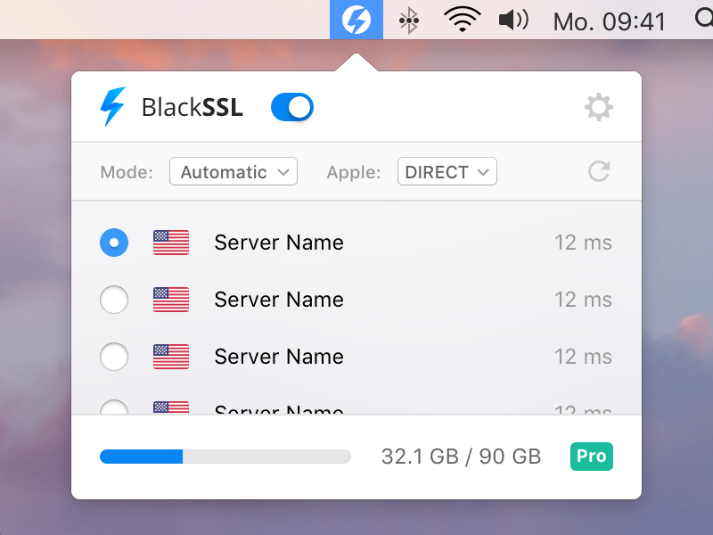 BlackSSL for Mac - Menubar App (Final) server proxy shadowsocks vpn osx mac macos app menubar blackssl