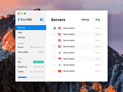 BlackSSL for Mac - Servers app blackssl mac macos menubar osx proxy server shadowsocks vpn