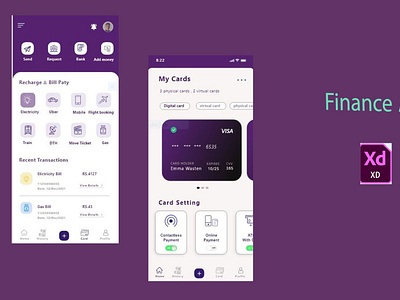 Finance App designed by Adobe Xd