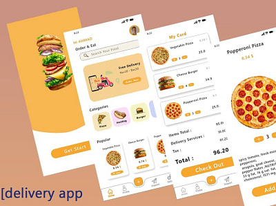 Fastfood app adobexd app delivery design fastfood food mockup orange photoshop ui