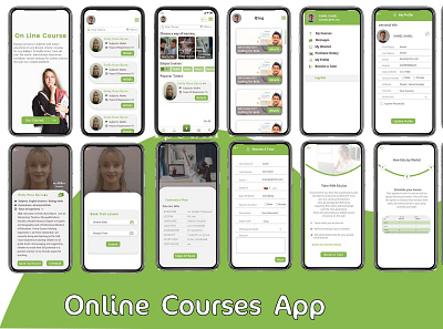 Online courses app adobe xd app course design green online remotly ui