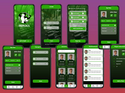 Training app adobe adobexd app design green iphon light mobile modern player tainer training ui ux