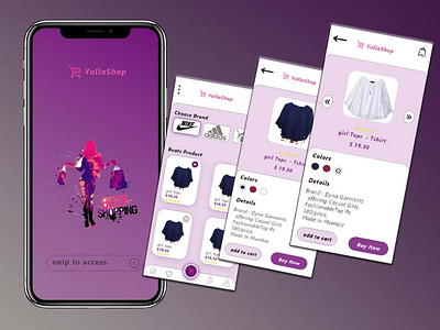 Shopping online app with adobe xd adobexd app clothes design girl online pink purple shop