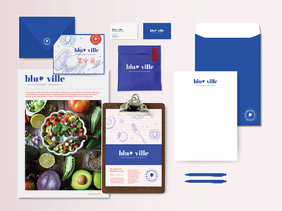 Branding Blue Ville branding design illustration logo typography