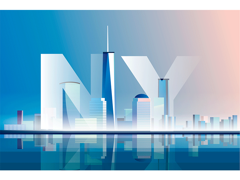 New York City! Great background for a tourist site! 2d art background business city design illustration landscape new york sunrise ui vector