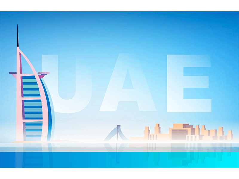 United Arab Emirates! Dubai and its main tourist attraction! 2d art attraction city design illustration infographics landscape tourist ui