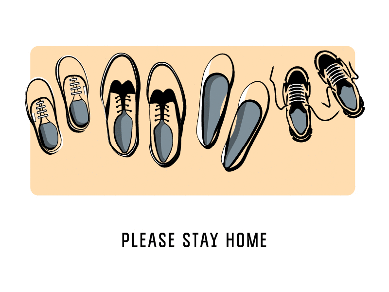 Please stay home 2d art design family footwear hallway iamstayinghome illustration poster shoes sneakers stayhome ui vector