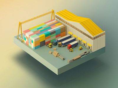 Logistic warehouse! boxes container delivery illustration isometry photoshop tracks transpos ui vector