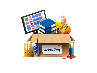 Accounting. Another illustration in a realistic style. checks illustration realistic report small business taxes terminal