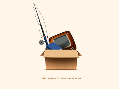 Decided throw away all оld stuff on the dribble. 2d antiques fishing rod illustration old tv ui vector оld stuff