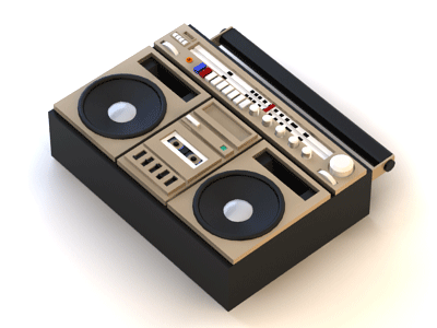 Сassette recorder 3d 80s style illustration isometry player recorder render retro