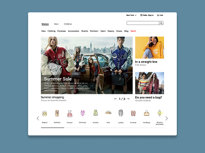 Homepage for an online clothing store design homepage icon infographics online shop store ui ux vector web