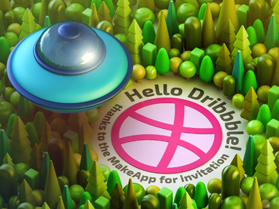 Hello Dribbble! 3d debuts forest hello dribbble technical design trees ufo