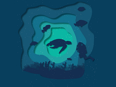Some underwater illustration abstract adobe illustrator cutout illustration silhouette
