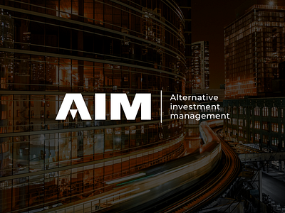 AIM arrows black investment logo management minimal type white