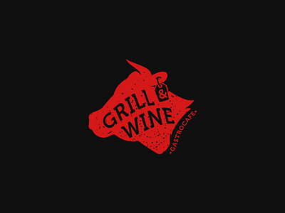Grill & Wine bull gastronomy grill logo red wine