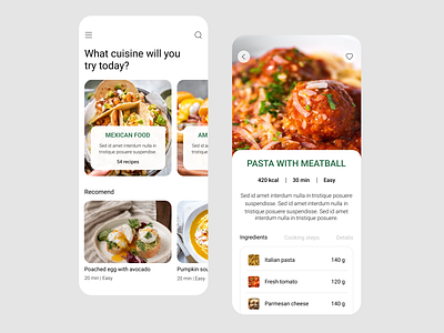 Food Recipe app – recipes from different countries app food food delivery food recipes mobile mobile app recipes ui ux