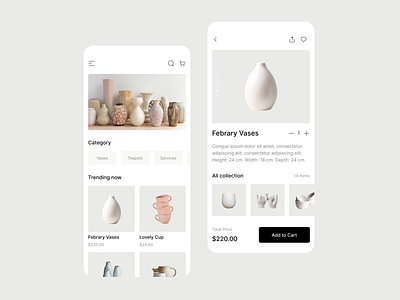 App ceramic concept store – mobile app aesthetic app cart catalog concept app design app mobile mobile app online store product cart store ui ux web