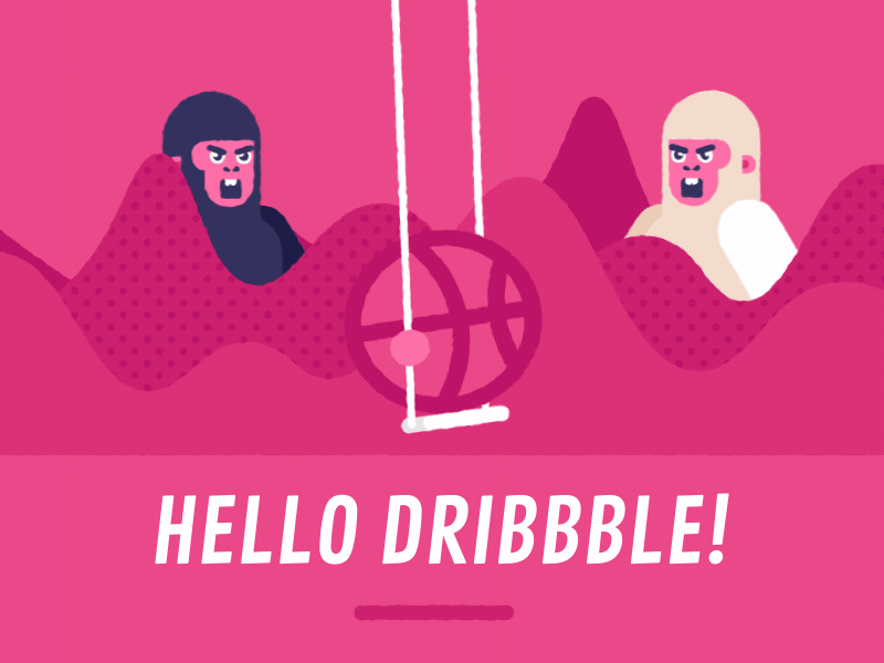 Hello Dribbble! crello design illustration image monkey mountain photo template