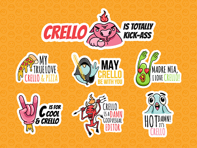 Stickers avocado character cool crello force fun icon illustration pig pizza sticker