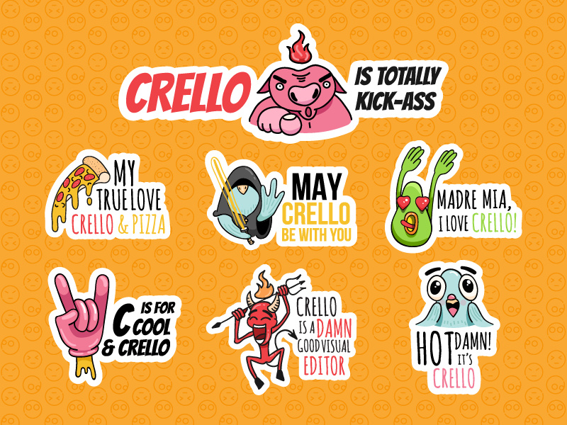 Stickers avocado force pizza pig illustration character crello fun icon cool sticker