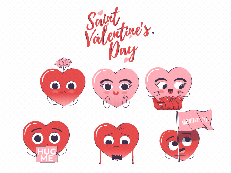 Saint Valentine's Day flower love valentine day heart 2d animation