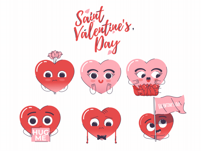 Saint Valentine's Day 2d animation flower heart love valentine day