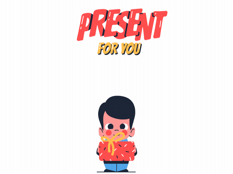 Present for you! 2d animation birthday boy character gift gift box jump present run