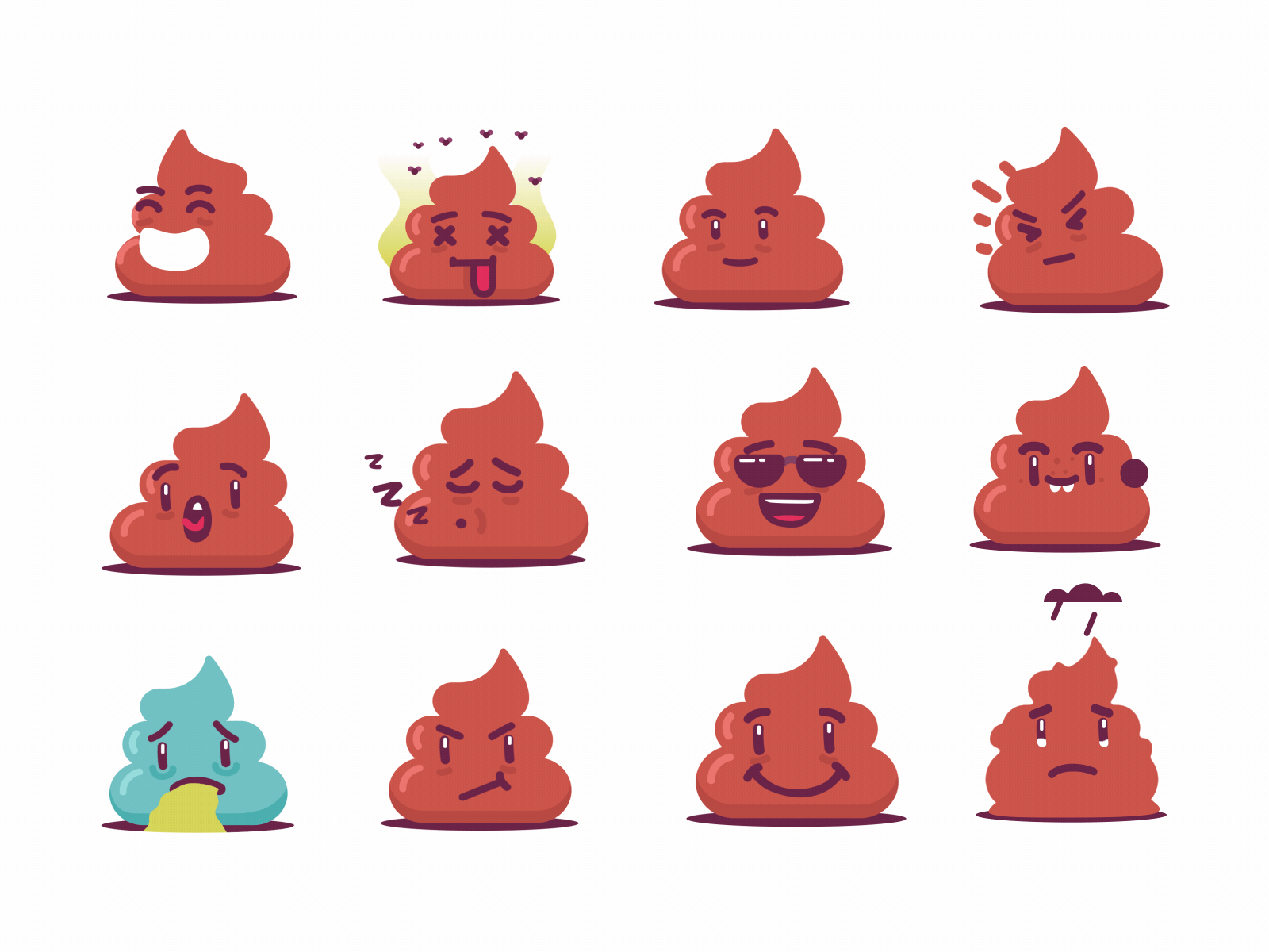 Poo animation 2d angry animation character cry dead emotion fun happy ok poo sad shit smile sticker throw