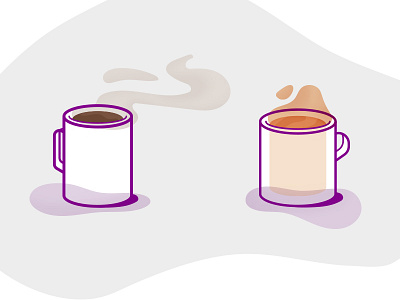 Coffee and tea blobs bright coffee illustration line lines minimal pastel tea