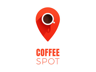Coffee spot logo location logo logo design minimal perspective pin red shadow symbol vector