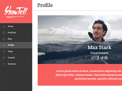 Show+Tell Profile profile page theme design wordpress