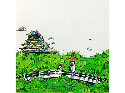 20160729-Japan green illustration japan travel wedding